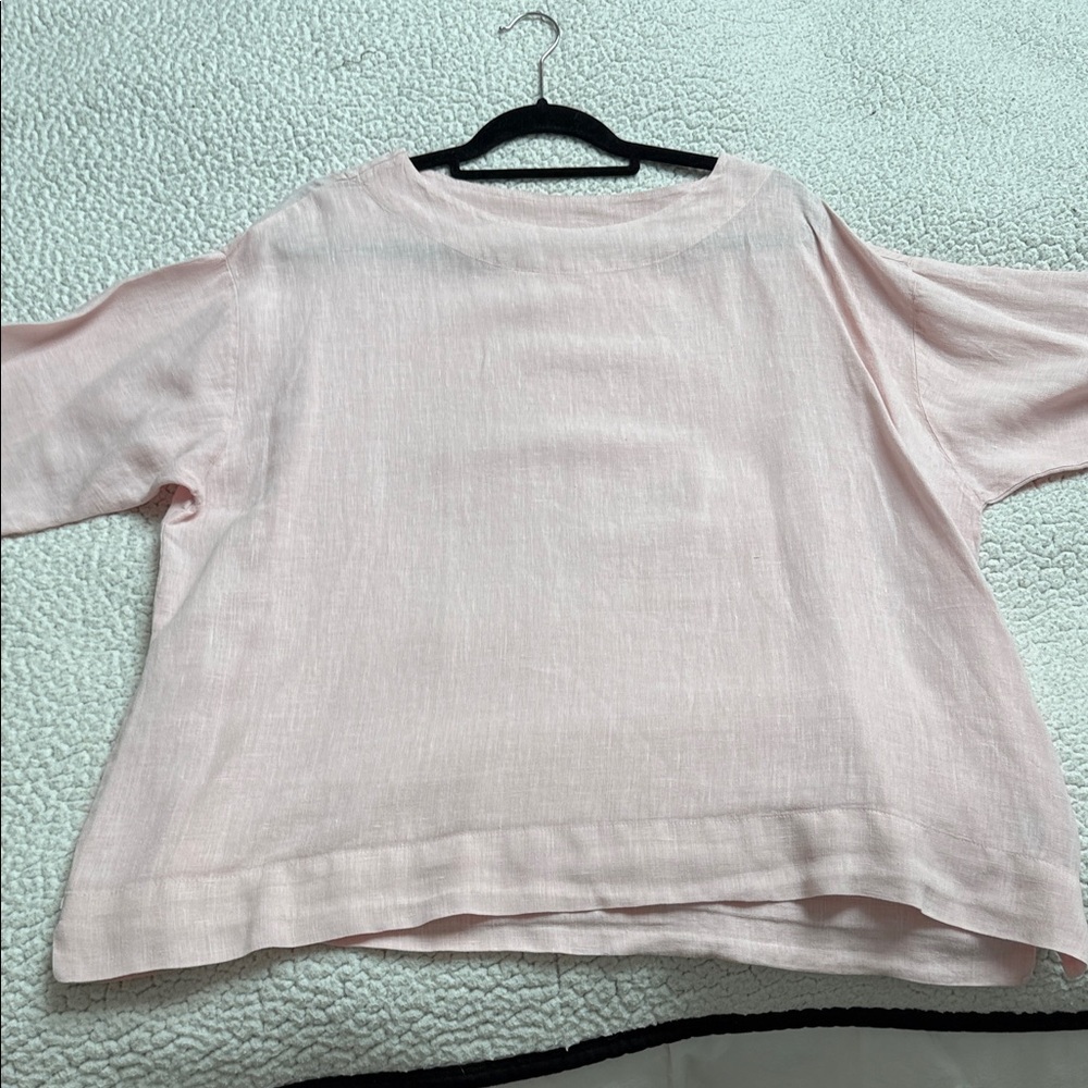 bryn walker Soft Pink Linen-Blend Boxy Tee